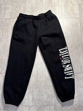 Taylor Swift ERAS TOUR Black Womens Sweatpants joggers Friendship bracelet L